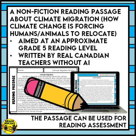 Climate Migration Reading Comprehension Activities | Paper and Digital