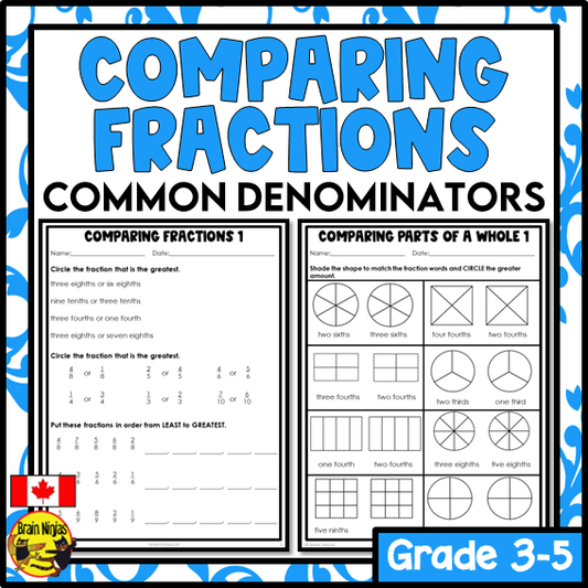 Comparing and Ordering Fractions WIth Common Denominators Math Worksheets | Paper | Grade 3