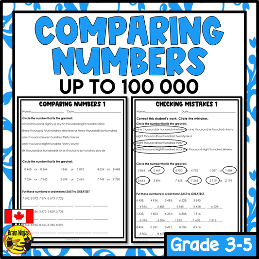 Comparing and Ordering Numbers up to 100 000 Math Worksheets | Paper | Grade 3 Grade 5