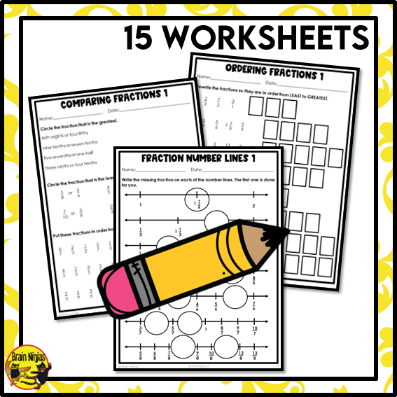 Comparing Mixed and Improper Fractions Math Worksheets | Paper