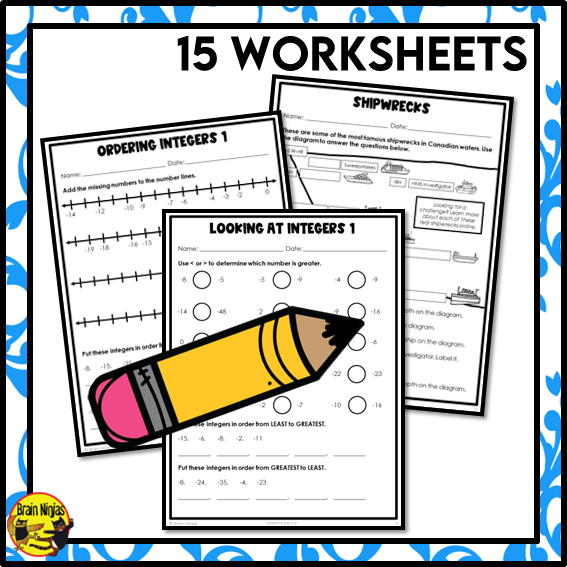 Comparing and Ordering Integers Math Worksheets | Paper | Grade 6