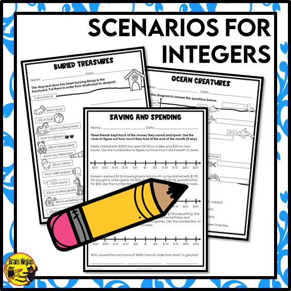 Comparing and Ordering Integers Math Worksheets | Paper