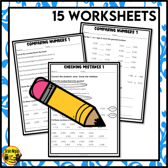 Comparing and Ordering Numbers to 10 000 Math Worksheets | Paper | Grade 3 Grade 4
