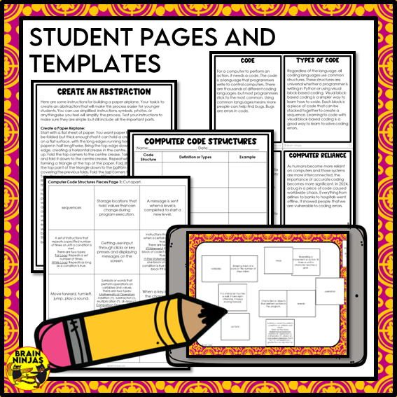 Abstractions and Coding Computer Science Lessons and Activities | Paper and Digital