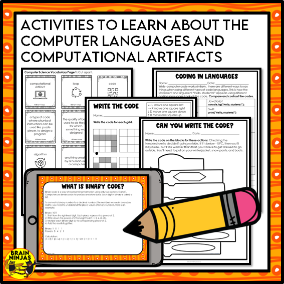 Computer Languages and Computational Artifacts Computer Science Lesson and Activities | Paper and Digital