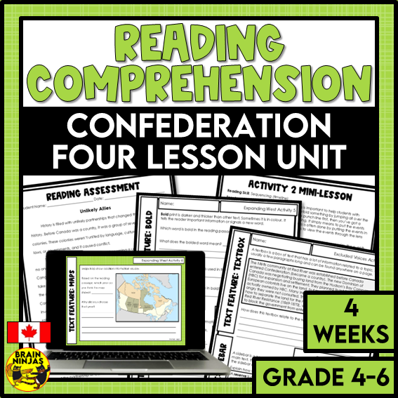 Confederation in Canada Reading Comprehension Activities | Paper and Digital