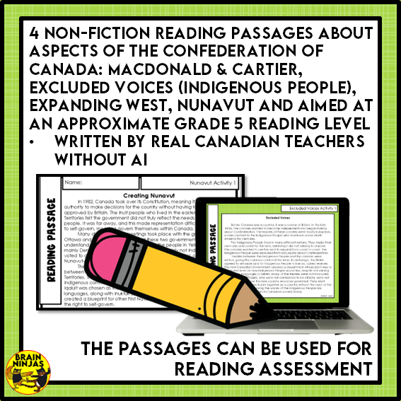 Confederation in Canada Reading Comprehension Activities | Paper and Digital