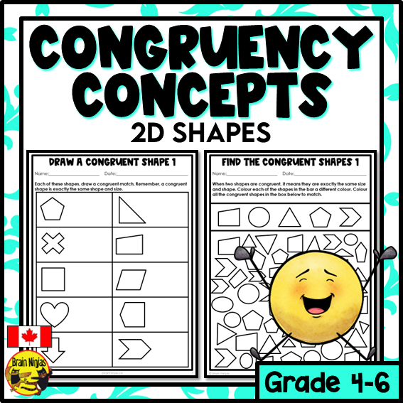 Congruency of 2D Shapes Math Worksheets | Paper