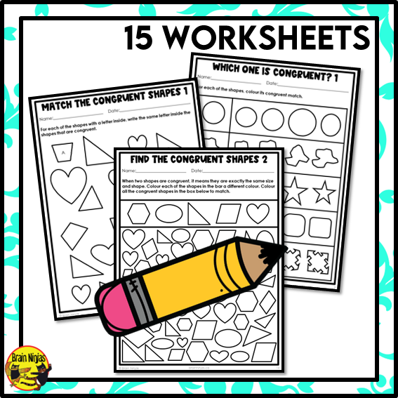 Congruency of 2D Shapes Math Worksheets | Paper