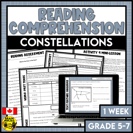 Constellations Reading Comprehension Activities | Paper and Digital