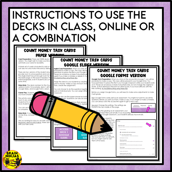 Counting Canadian Money to $100 Math Task Cards | Paper and Digital