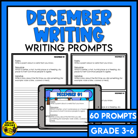 December Monthly Writing Prompts | Paper and Digital