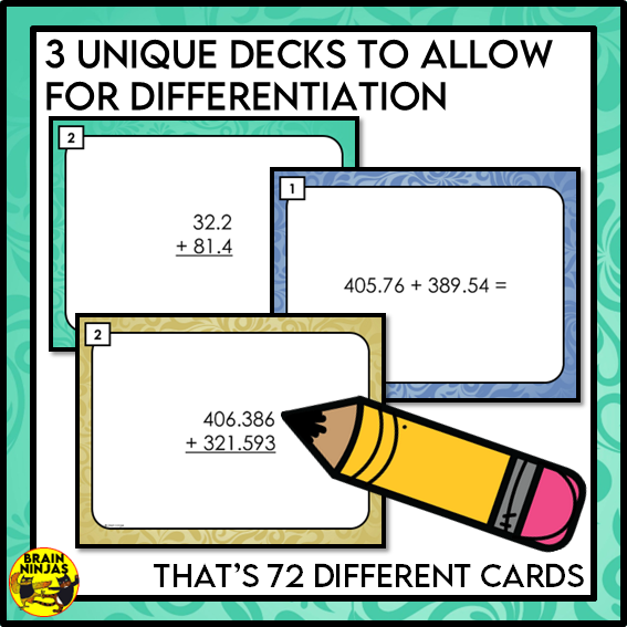 Decimals Addition and Subtraction Math Task Cards | Paper and Digital