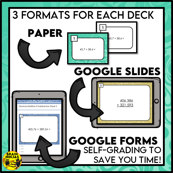 Decimals Addition and Subtraction Math Task Cards | Paper and Digital