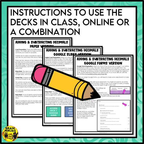 Decimals Addition and Subtraction Math Task Cards | Paper and Digital