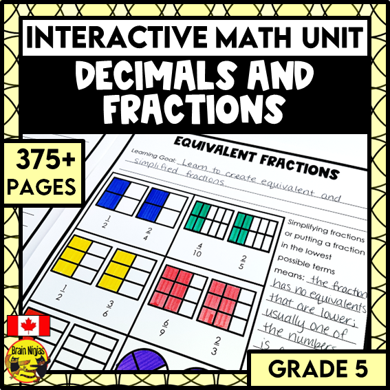 Decimals and Fractions Interactive Math Unit | Paper | Grade 5 ...