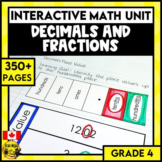 Great 4 Math Decimals and Fractions Interactive Math Unit | Paper | Grade 4 ...