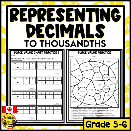 Representing Decimals to Thousandths Math Worksheets | Paper