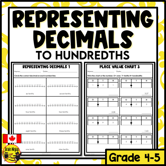 Decimals to Hundredths Place Math Worksheets | Paper