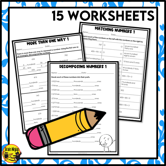 Decomposing Numbers to 1000 Math Worksheets | Paper | Grade 4