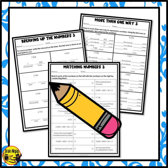 Decomposing Numbers to 1000 Math Worksheets | Paper