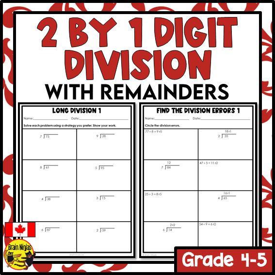 Division Using File Division Math Worksheets | 2 by 1 Digit With Whole Number Remainders ...