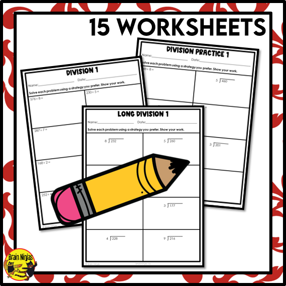 Division Math Worksheets | 3 by 1 Digit Without Remainders | Paper