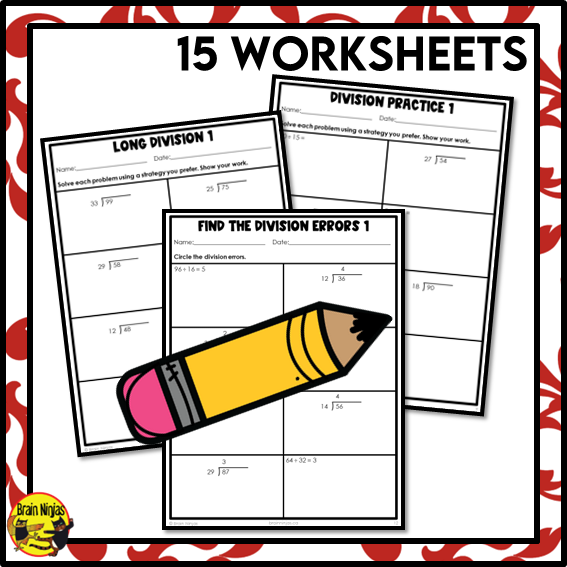 Division Math Worksheets | 2 digits by 2 Digits Without Remainders | Paper