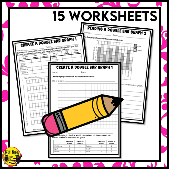 Double Bar Graphs Many-to-One Correspondence Math Worksheets | Paper