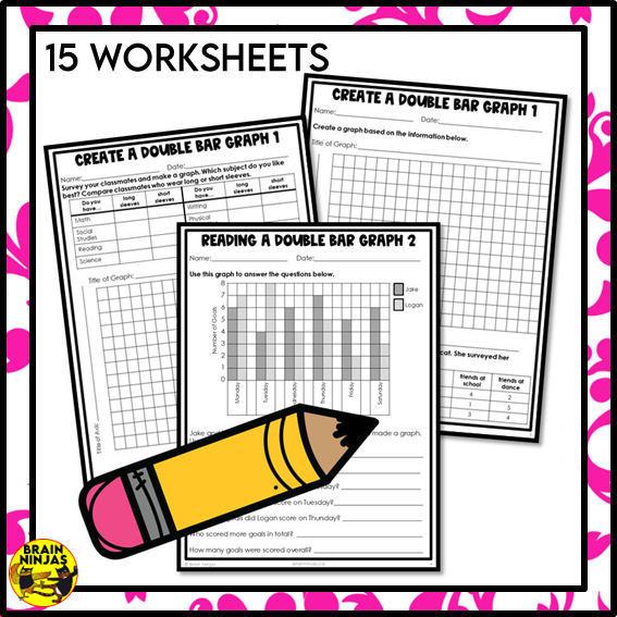 Double Bar Graphs Many-to-One Correspondence Math Worksheets | Paper | Grade 5