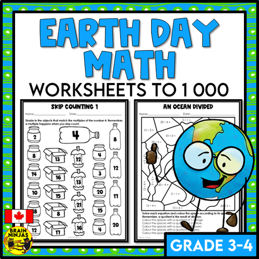Earth Day Math Worksheets Numbers to 1000 | Paper