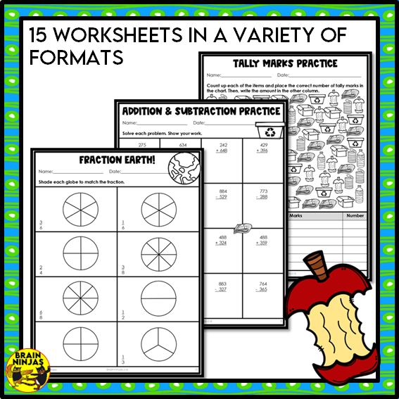 Earth Day Math Worksheets Numbers to 1000 | Paper