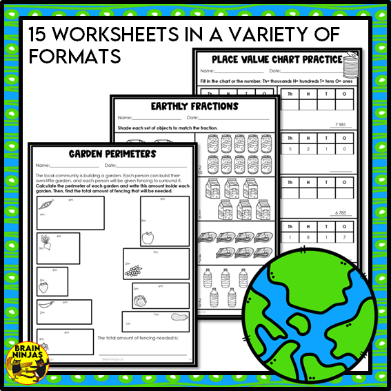 Earth Day Math Worksheets for Numbers up to 10 000 | Paper