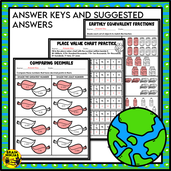 Earth Day Math Worksheets Numbers to 1 000 000 | Paper