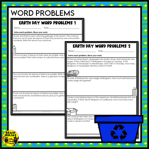 Earth Day Math Worksheets Numbers to 1 000 000 | Paper