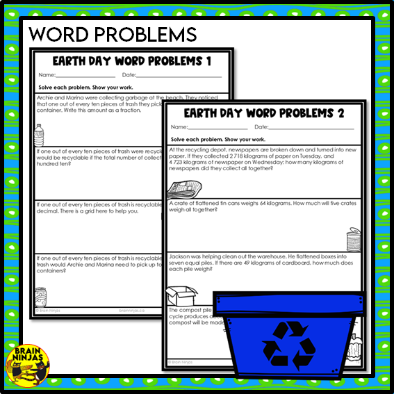 Earth Day Math Worksheets for Numbers up to 10 000 | Paper