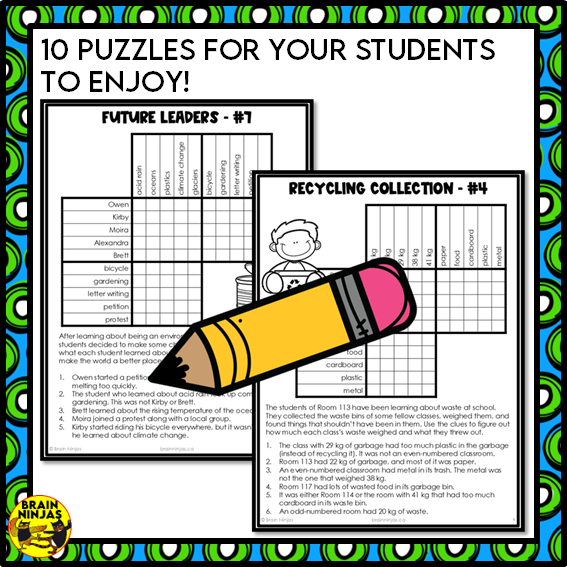 Earth Day Logic Puzzles | Paper and Digital