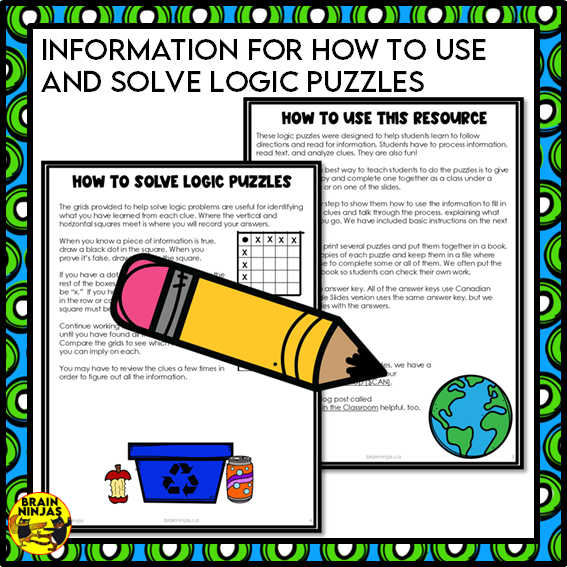 Earth Day Logic Puzzles | Paper and Digital
