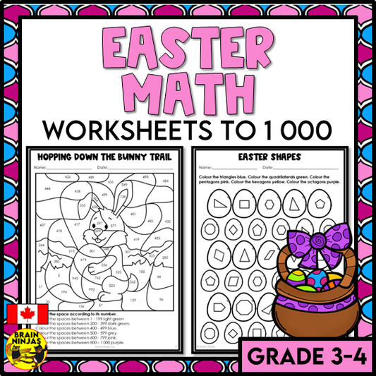 Easter Math Worksheets Numbers to 1000 | Paper