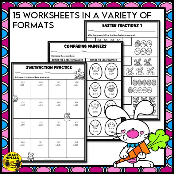 Easter Math Worksheets Numbers to 1000 | Paper