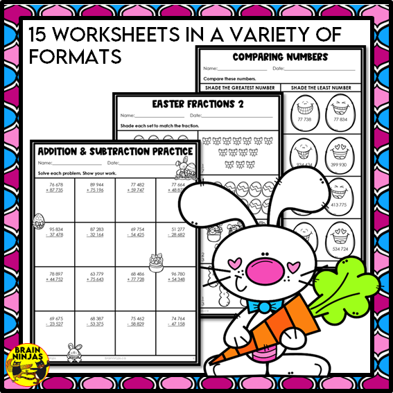Easter Math Worksheets for Numbers up to 1 000 000 | Paper