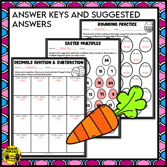 Easter Math Worksheets for Numbers up to 1 000 000 | Paper