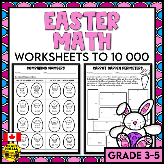 Easter Math Worksheets Numbers to 10 000 | Paper