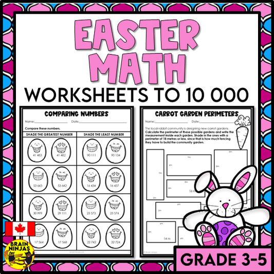 Easter Math Worksheets Numbers to 10 000 | Paper