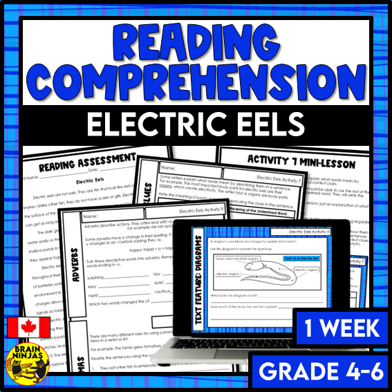 Electric Eels Reading Comprehension Activities | Paper and Digital