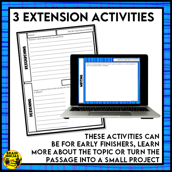 Electric Eels Reading Comprehension Activities | Paper and Digital