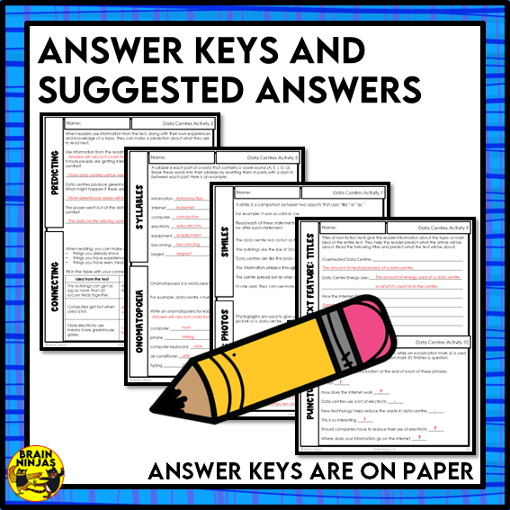 Internet Data Centres Reading Comprehension Activities | Paper and Digital