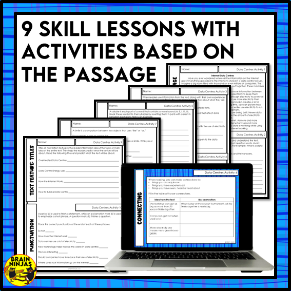 Internet Data Centres Reading Comprehension Activities | Paper and Digital