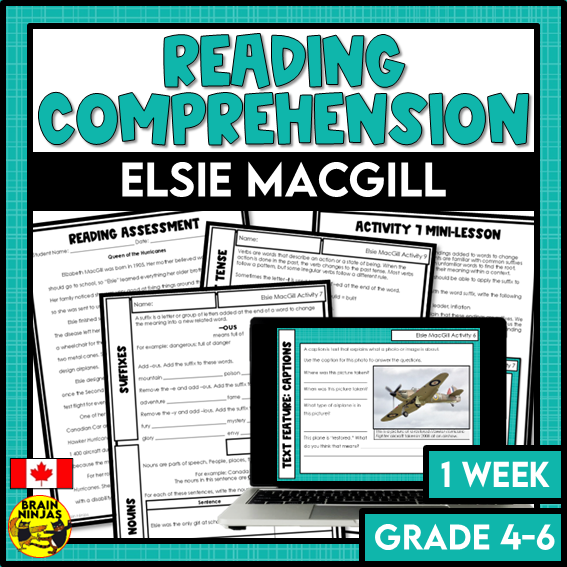 Elsie MacGill Reading Comprehension Activities | Paper and Digital