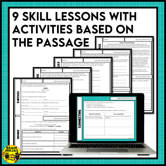 Elsie MacGill Reading Comprehension Activities | Paper and Digital